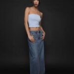 Allison Slit Front Denim Maxi Skirt