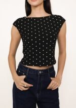 Drea Basic Boat Neck Top (Polka Dot) - Image 6