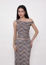 Terra Mesh Padded Boat Neck Top (Prints) - Image 2