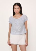 [ETA END AUG] BACKORDER Cindy Lace Trim Top (Stripes)