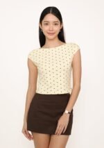 Drea Basic Boat Neck Top (Polka Dot) - Image 12