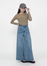 Clark Front Pocket Wide Leg Denim Jeans - Image 2