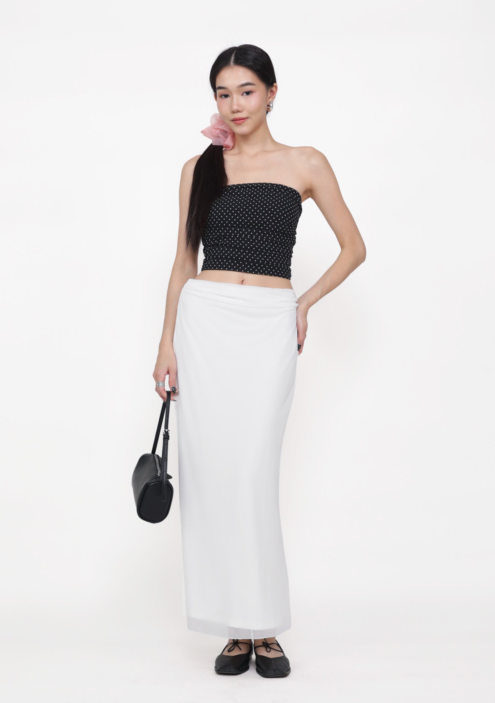 White-Elara-Mesh-Fishtail-Maxi-Skirt-image-1 Elara Mesh Fishtail Maxi Skirt - Image 1