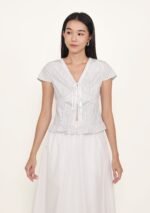 Manila Lace Trim Ribbon Blouse (Plaid) - Image 7