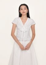 Manila Lace Trim Ribbon Blouse (Plaid) - Image 8