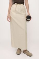 Jaden Linen Drawstring Maxi Skirt - Image 10