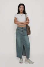 Allison Slit Front Denim Maxi Skirt - Image 2