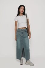 Allison Slit Front Denim Maxi Skirt - Image 11