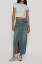 Allison Slit Front Denim Maxi Skirt - Image 10
