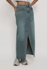 Allison Slit Front Denim Maxi Skirt - Image 5