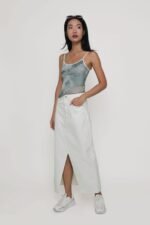 Allison Slit Front Denim Maxi Skirt - Image 14