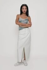 Allison Slit Front Denim Maxi Skirt - Image 7