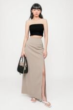 Regular Amina Ruched Side Maxi Skirt - Image 11