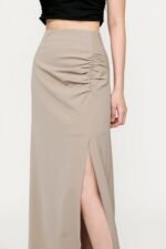 Regular Amina Ruched Side Maxi Skirt - Image 13