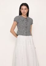 Lulu Puffy Sleeve Tie Front Top (Plaid) - Image 7