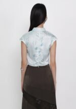 Ethna Mandarin Collar Button Top (Floral) - Image 7