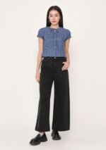 Lulu Puffy Sleeve Tie Front Top (Plaid) - Image 3