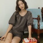 Celina Tie Front Blouse (Plaid)