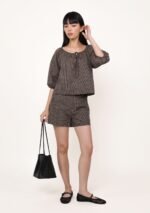 Celina Tie Front Blouse (Plaid) - Image 3
