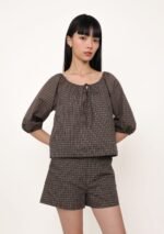 Celina Tie Front Blouse (Plaid) - Image 9