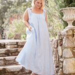 Amber Maxi Dress - Pale Blue Stripe