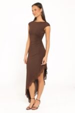 Channing Lace Midi Dress - Chocolate Brown - Image 3