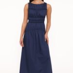 Fern Midi Dress - Navy Blue