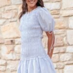 Kaelyn Gather Mini Dress - Blue Gingham