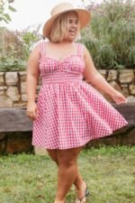 Naima Mini Dress - Red Gingham - Image 7