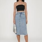 Jada High Slit Denim Midi Skirt