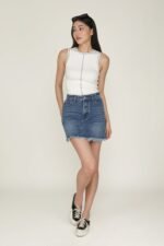 Kass Frayed Denim Skirt - Image 9