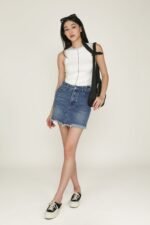 Kass Frayed Denim Skirt - Image 14