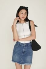 Kass Frayed Denim Skirt - Image 10