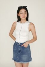 Kass Frayed Denim Skirt - Image 11