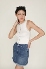 Kass Frayed Denim Skirt - Image 13
