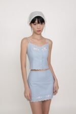 Lune Embroidery Scallop Hem Skirt - Image 3