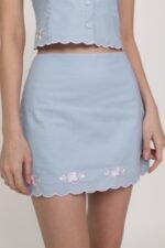 Lune Embroidery Scallop Hem Skirt - Image 4