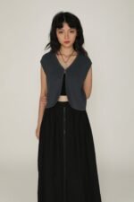Magnus Nylon Zipper Maxi Skirt