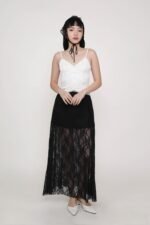 Noir Lace Overlay Maxi Skirt - Image 4