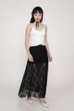 Noir Lace Overlay Maxi Skirt - Image 5
