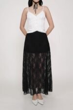 Noir Lace Overlay Maxi Skirt - Image 6