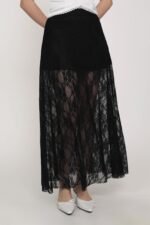 Noir Lace Overlay Maxi Skirt - Image 15