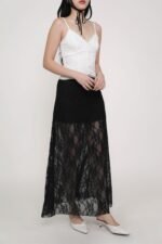 Noir Lace Overlay Maxi Skirt - Image 16