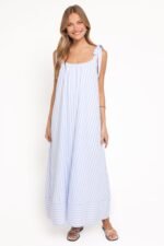 Amber Maxi Dress - Pale Blue Stripe - Image 2