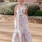 Betina Bow Front Maxi Dress - Pale Blue Floral
