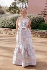 Betina Bow Front Maxi Dress - Pale Blue Floral