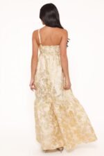 Betina Bow Front Maxi Dress - Yellow Brocade - Image 5