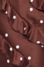 Ciao Ruffles Maxi Satin Dress - Brown Polka Dot - Image 6