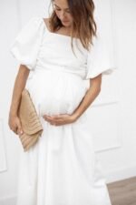 Clo Puff Sleeve Midi Dress - White - Image 9