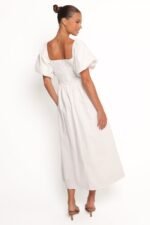 Clo Puff Sleeve Midi Dress - White - Image 5